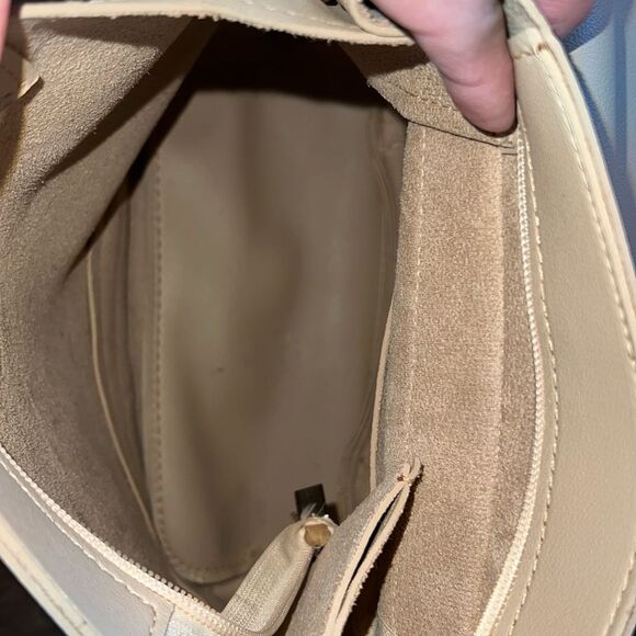 MIKA Beige Vegan Leather Backpack Purse 3-Way Convertible Sling Shoulder Bag EUC - Picture 9 of 9